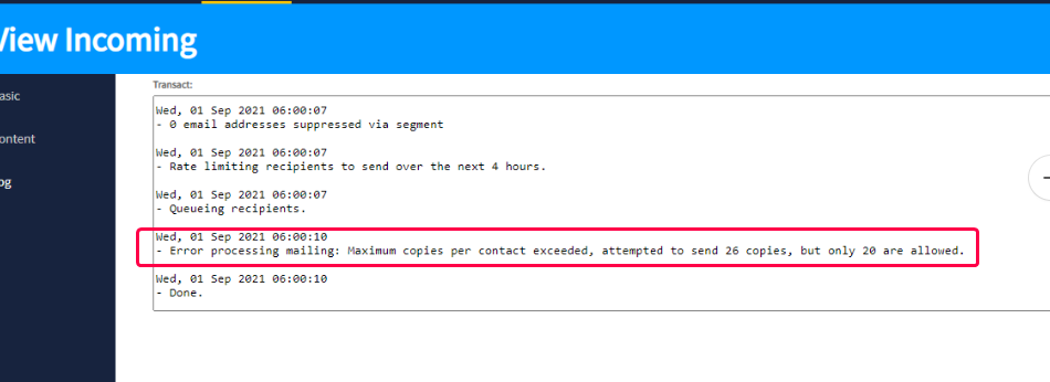 What Does Maximum Copies Per Contact Exceeded Mean In The Mail Processing Log Help Center